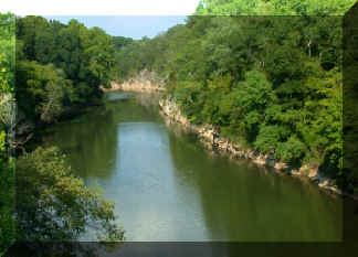 The Cahaba River, viewed from bridge at Pratt's Ferry (County Highway 65)