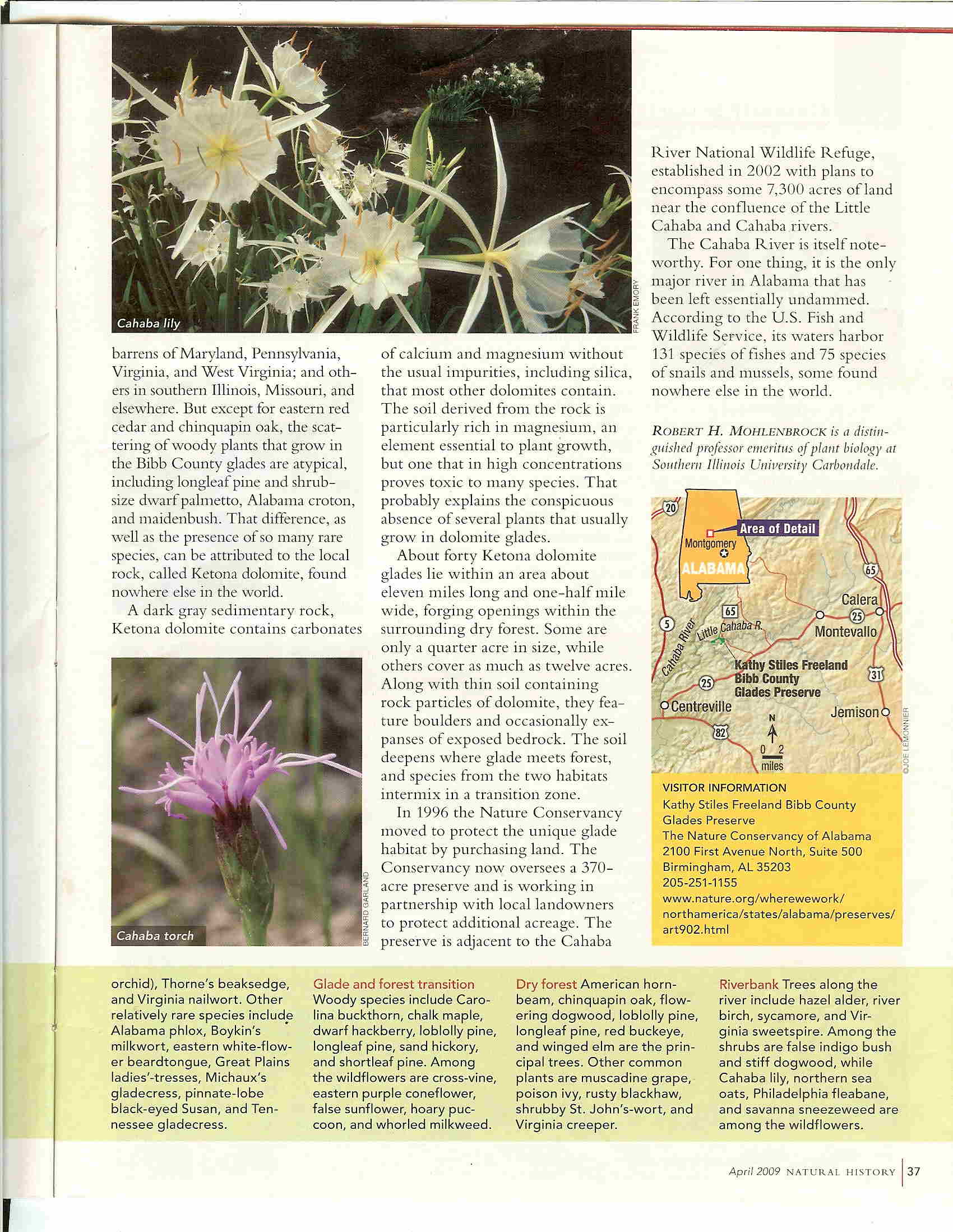 Second page, Robert Mohlenbrock's April 2009 edition of his "This Land" series of articles in Natural History magazine: The Magic Rock Garden
